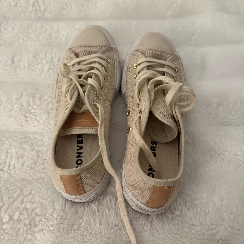 Converse Cream Lace-Up Sneakers - Picture 3 of 5